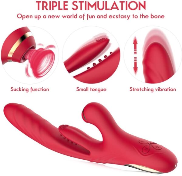 Flapping Vibrator Massager for Women: G Spot Rabbit Vibrator with 7 Vibration 7 Sucking Modes, Waterproof Clitoralis Stimulator, Rechargeable Adult Sex Toys for Women-Red - Image 4