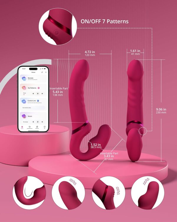 LOVENSE Lush 3 Egg Shape Bullet Vibrator Sex Toy for Vulva Owners+LOVENSE Lapis Strapless Strap on Dildos Double-Ended G Spot Vibrator Adult Toy for Couple Pegging - Image 8