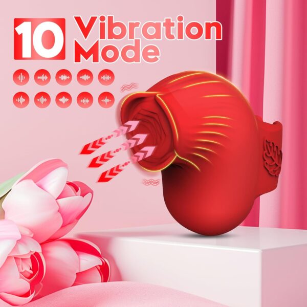 Vibrator Adult Sex Toy for Women, Vibrator Tongue Sucking G-Spot Dildo Suction Cup Sex Toy 4Women with 10 Vibrating Suction Modes Adult Toy Bullets Clitoral Nipple Licker Vibrator Clitoral Stimulator - Image 4