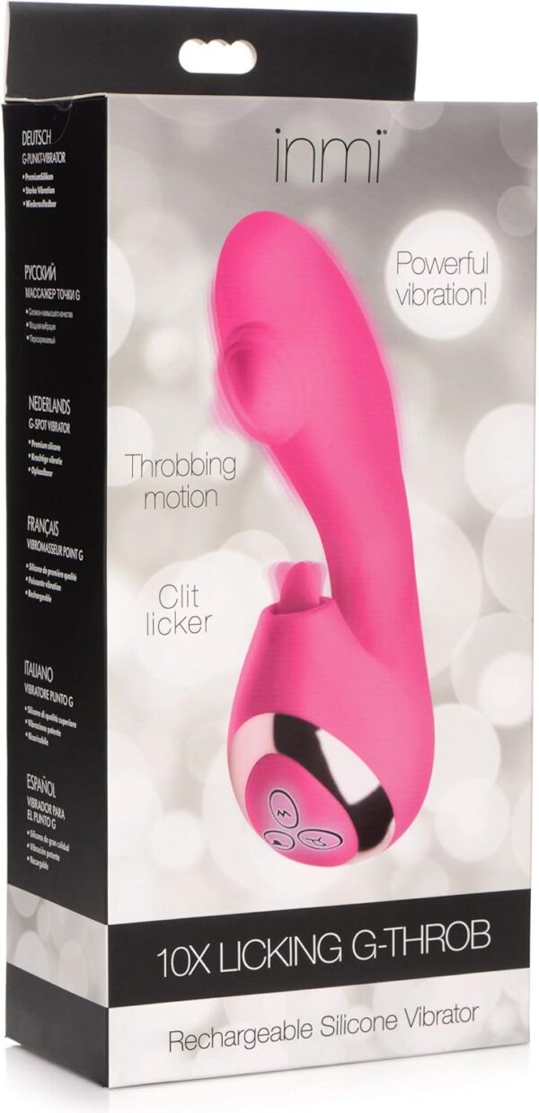 Inmi 10X Licking G-Throb Rechargeable Silicone Vibrator, Pink - Image 7