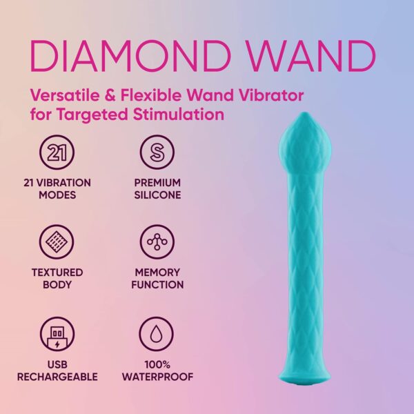 Diamond Wand Body Massager with 21 Function Mode Multi-Function Personal Intimate Massager Waterproof Clitoral and G Spot Stimulator Lightweight Textured Vibrator Adult Sex Toy for Women - Image 2