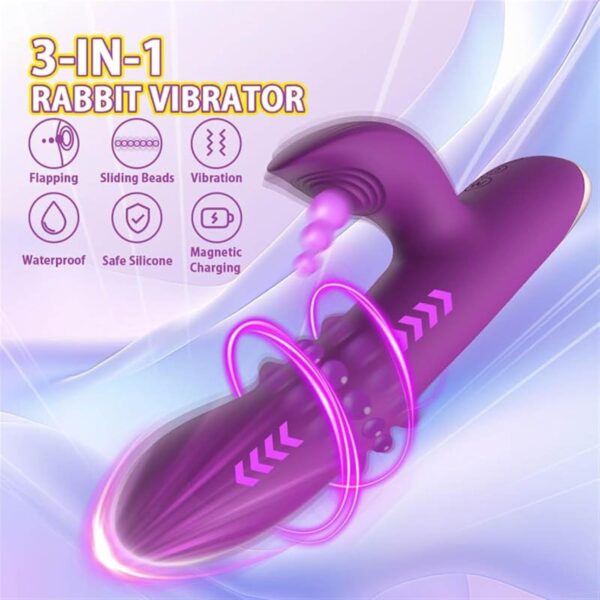 USB fast charging and IPX6 waterproof Female Vibrator Dildo, G Spot Vibrator with 10 Vibrations 10 Balls 7 Thrust Patterns Clitoral Stimulator Dildo Vibrator with Lick, Bunny Vibrator Female Adult Sex - Image 3