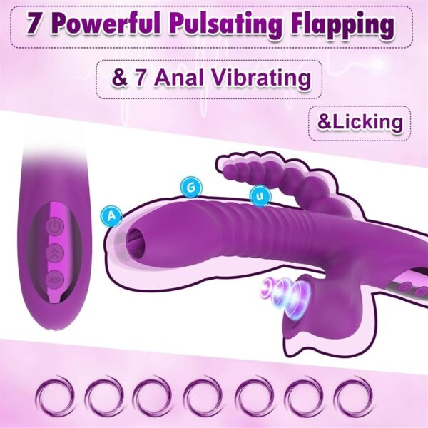 With licking, thrusting and vibration functions 5 in 1 dildo rabbit vibrator with vibration function and suction function, G-spot clitoral anal stimulator with 10 vibration and tongue licking modes an - Image 6