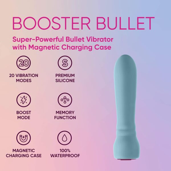 Booster Discreet Bullet Vibrator - Waterproof Magnetic Rechargeable 20 Powerful Modes USB & Whisper Quiet Personal Bullet Massager Vibrators for Women - Image 2