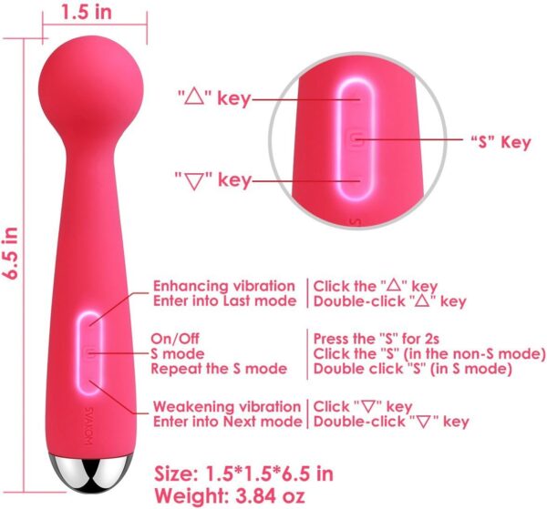 SVAKOM Mini Emma 100% Waterproof Powerful Electric Wand Massager Rechargeable Vibrator for Women(Plum Red) - Image 2