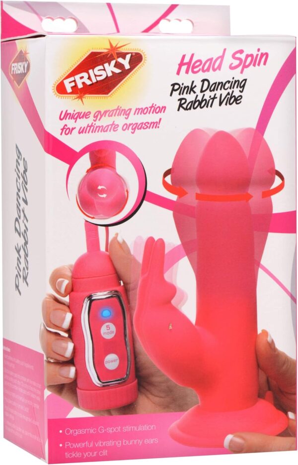 Frisky Head Spin Pink Dancing Silicone Rabbit Vibrator - Image 5