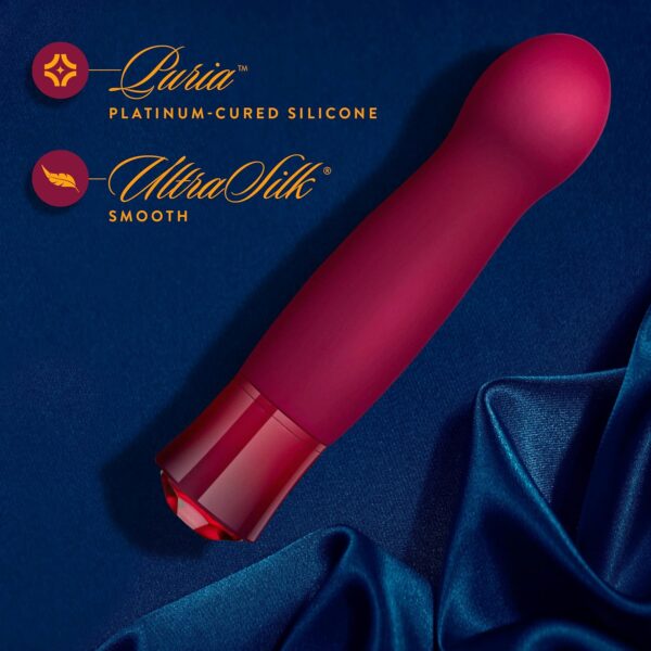 Blush Novelties Oh My Gem - Classy - 5.5Puria Silicone G-Spot Vibrator - 5 Speeds & 5 Unique Vibrating Modes with Warming Function - USB Rechargeable with Cable Included - IPX7 Waterproof - Garnet - Image 5