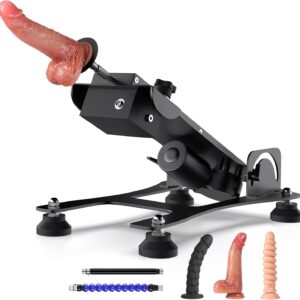 Adult Sex Machine Thrusting Automatic Electric Powerful Sex Toys with 1 * Realistic Big Suction Dildo + 1 * Black Cock+ 1 * Anal Dick + 2 * Extension Rod Sexual Stimulation Device Womens Men Pleasure