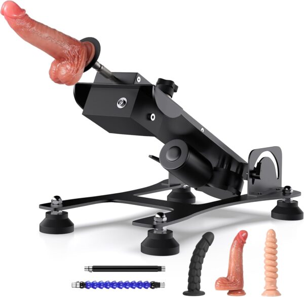 Adult Sex Machine Thrusting Automatic Electric Powerful Sex Toys with 1 * Realistic Big Suction Dildo + 1 * Black Cock+ 1 * Anal Dick + 2 * Extension Rod Sexual Stimulation Device Womens Men Pleasure