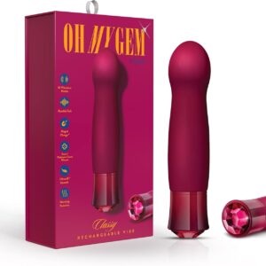 Blush Novelties Oh My Gem - Classy - 5.5Puria Silicone G-Spot Vibrator - 5 Speeds & 5 Unique Vibrating Modes with Warming Function - USB Rechargeable with Cable Included - IPX7 Waterproof - Garnet