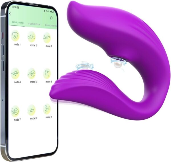 Female Vibrator, Female Couple Clitoral Stimulator, Nipple Clitoral Anal Vibrator, Adult Toys, Female Sex Toys with 10 Sucking and 10 Vibrating Modes, G-Spot Vibrator, Insertion Vibrator (Purple)