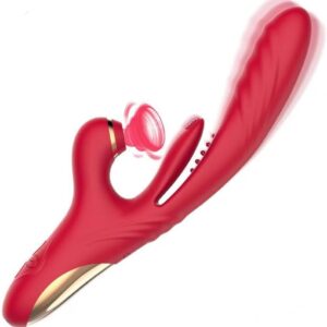 Flapping Vibrator Massager for Women: G Spot Rabbit Vibrator with 7 Vibration 7 Sucking Modes, Waterproof Clitoralis Stimulator, Rechargeable Adult Sex Toys for Women-Red