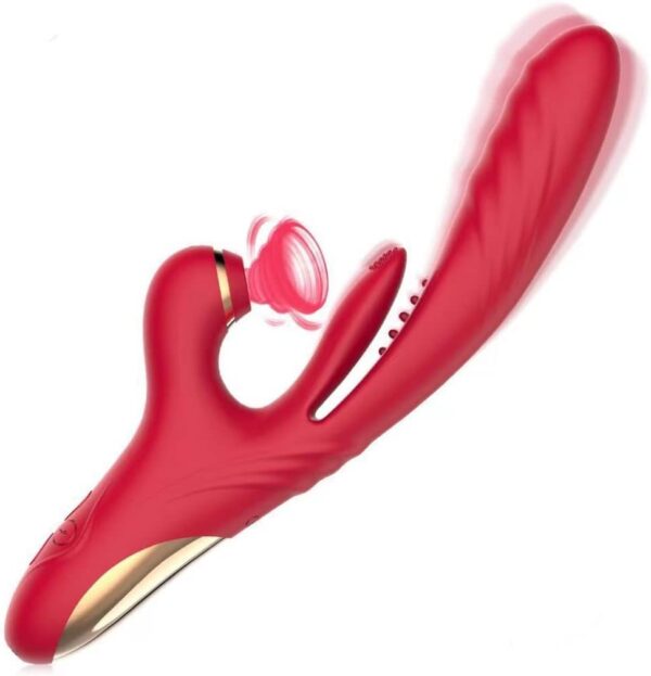 Flapping Vibrator Massager for Women: G Spot Rabbit Vibrator with 7 Vibration 7 Sucking Modes, Waterproof Clitoralis Stimulator, Rechargeable Adult Sex Toys for Women-Red