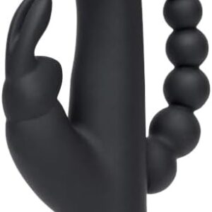 Happy Rabbit Triple Rechargeable Silicone Dual-Entry Rabbit Vibrator Black