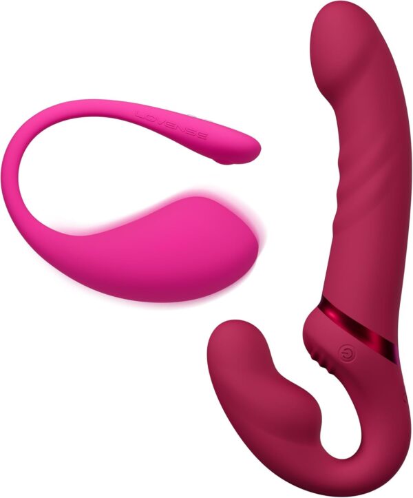 LOVENSE Lush 3 Egg Shape Bullet Vibrator Sex Toy for Vulva Owners+LOVENSE Lapis Strapless Strap on Dildos Double-Ended G Spot Vibrator Adult Toy for Couple Pegging