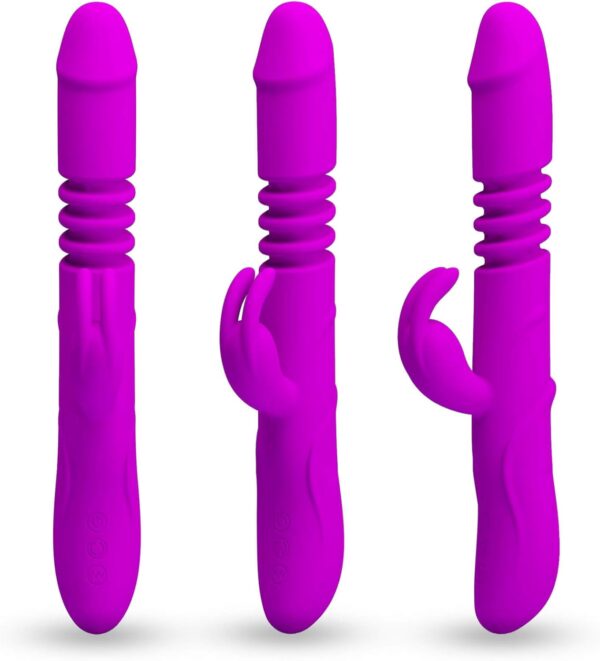 LeLuv Rechargeable Rabbit Vibrator Thrusting and Rotating Purple Smooth Silicone