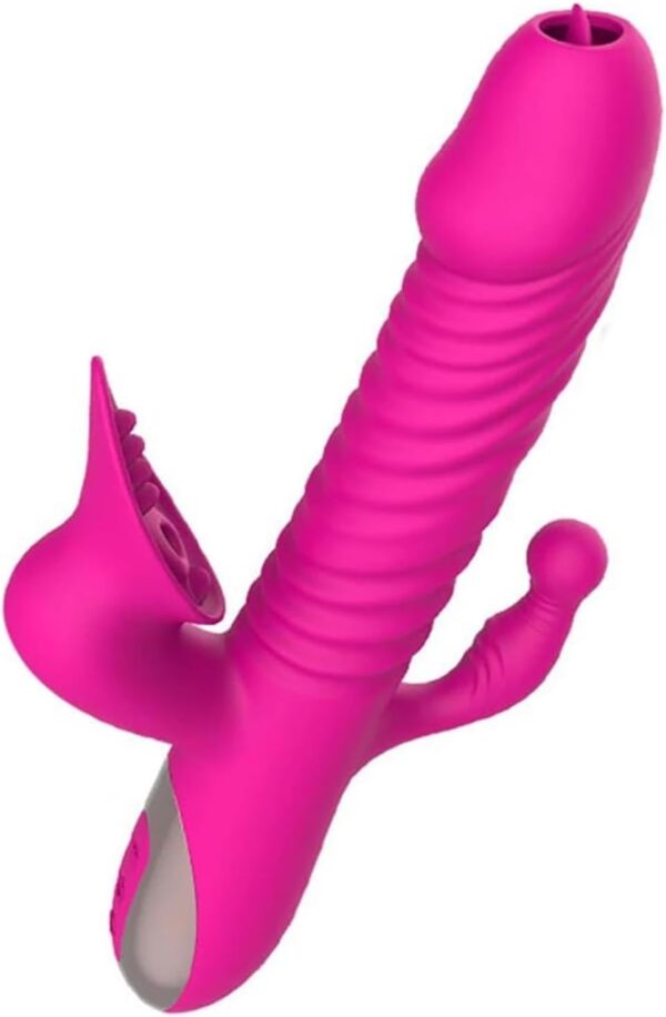 Rabbit Vibrator G-Spot Clitoris Tongue Licking Women, Sex Toys Vagina Dildo Vibrating Masturbation, Adult Powerful Dildo(Red)