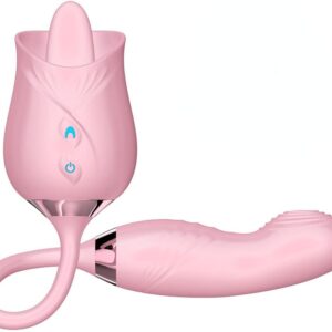 Roses Full of Flowers 5th Generation Vibrator Tongue Licking G Point Button Masturbation Device Adult Toys Vibration Egg Massage Stick Waterproof Quiet Adult Product (Pink)