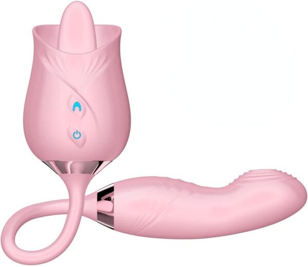 Roses Full of Flowers 5th Generation Vibrator Tongue Licking G Point Button Masturbation Device Adult Toys Vibration Egg Massage Stick Waterproof Quiet Adult Product (Pink)