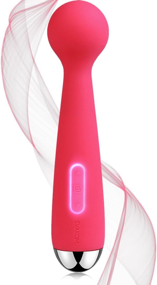 SVAKOM Mini Emma 100% Waterproof Powerful Electric Wand Massager Rechargeable Vibrator for Women(Plum Red)