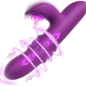 USB fast charging and IPX6 waterproof Female Vibrator Dildo, G Spot Vibrator with 10 Vibrations 10 Balls 7 Thrust Patterns Clitoral Stimulator Dildo Vibrator with Lick, Bunny Vibrator Female Adult Sex