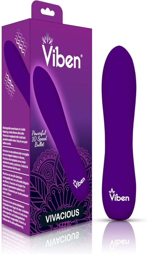 Viben Vivacious Bullet Vibrator | 10 Function Power Bullet | Premium Silicone Rumble Motor | USB Rechargeable Waterproof Adult Toys | Violet