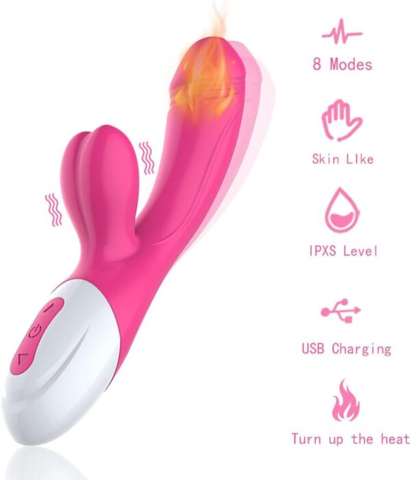 Vibrator Heating Dildo Rabbit Vibrator G Spot Vagina Vibrator Clitoris Massage for Women Masturbation Dual Vibration Sex Toys for Adults(Red)