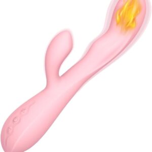 Vibrator Heating Dual Motor Vibration Dildo Massage for Women Tapping G-spot Masturbator Heating Dildos Vagina Clitoris Massage Rabbit Vibrator(Pink)