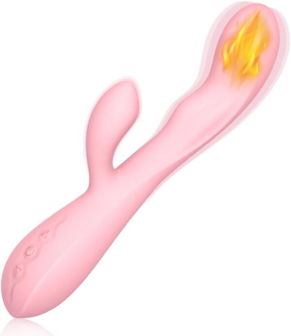 Vibrator Heating Dual Motor Vibration Dildo Massage for Women Tapping G-spot Masturbator Heating Dildos Vagina Clitoris Massage Rabbit Vibrator(Pink)