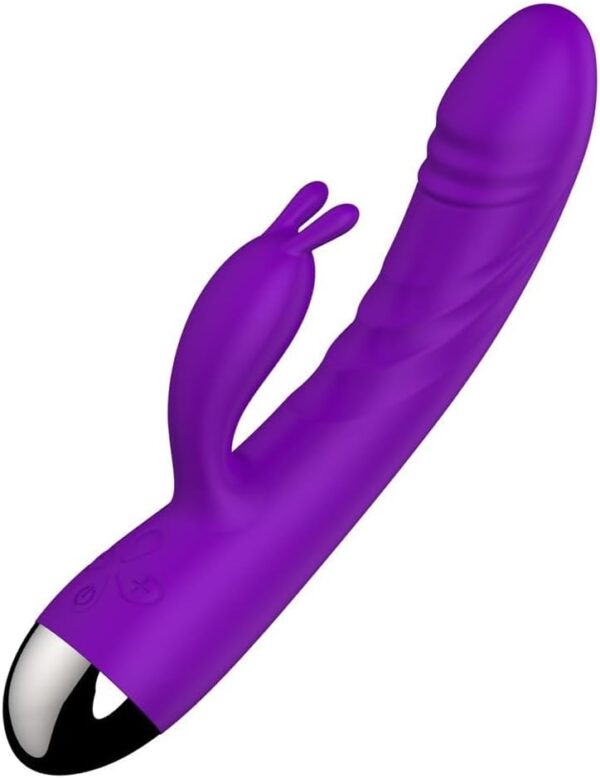 Vibrator Powerful 10 Vibration Rabbit Vibrator Woman Clit Massage Dildo Dual Motor Women Vagina Sex Toy Couples Flriting Dildo(Purple)