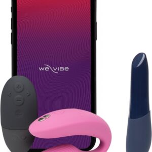 We-Vibe Anniversary Collection App Control Sync 2 Pink Couples Vibrator & Quiet Tango X Blue Massage Bullet Vibrator - Couples Sex Toys Bundle