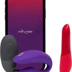 We-Vibe Anniversary Collection App Control Sync 2 Purple Couples Vibrator & Quiet Tango X Red Massage Bullet Vibrator - Couples Sex Toys Bundle