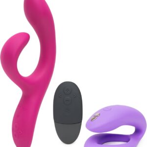 We-Vibe Sync O Purple Remote Control C-Shaped Couples Vibrator & Nova 2 Fuchsia Dual Stimulation Rabbit Vibrator - Couples Sex Toys Bundle