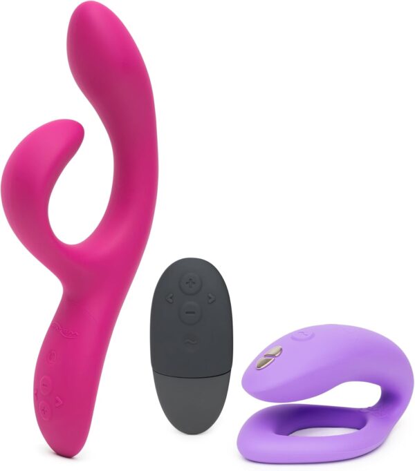 We-Vibe Sync O Purple Remote Control C-Shaped Couples Vibrator & Nova 2 Fuchsia Dual Stimulation Rabbit Vibrator - Couples Sex Toys Bundle