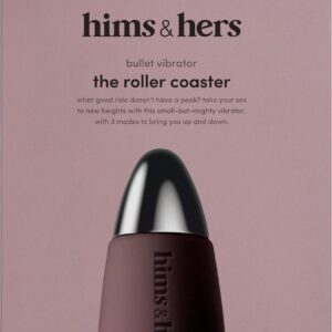 hims & hers Roller Coaster Bullet Vibrator with 3 Vibration Patterns, Compact 5 inch Design, USB-Rechargeable Lithium Battery, Made from Waterproof Silicone