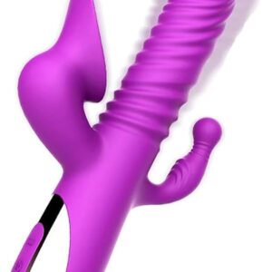 with Licking, Thrusting and Vibration Functions Rabbit Vibrator G-Spot Clitoris Tongue Licking Women, Sex Toys Vagina Dildo Vibrating Masturbation, Adult Powerful Dildo(Purple)