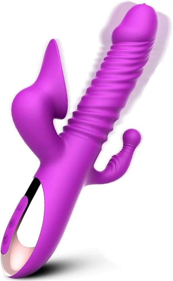 with Licking, Thrusting and Vibration Functions Rabbit Vibrator G-Spot Clitoris Tongue Licking Women, Sex Toys Vagina Dildo Vibrating Masturbation, Adult Powerful Dildo(Purple)